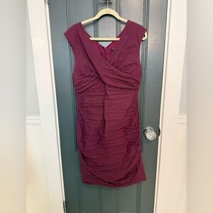 Eileen Fisher Deep Berry V-Neck Dress 14 petite